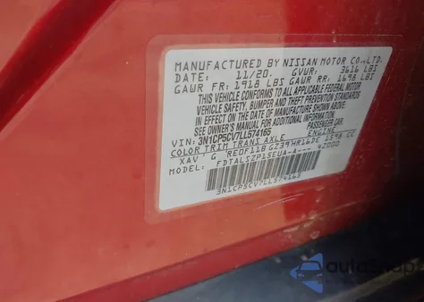 2020 Nissan Kicks Sv Xtronic Cvt из США, поврежденный, VIN 3N1CP5CV7LL574165